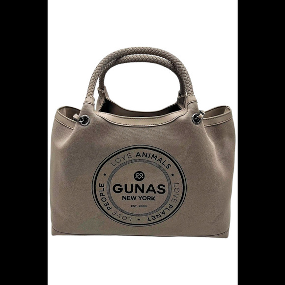 Gunas New York Canvas Double Handle Tote w/ Pouch Ruth Latte - Picture 1 of 4